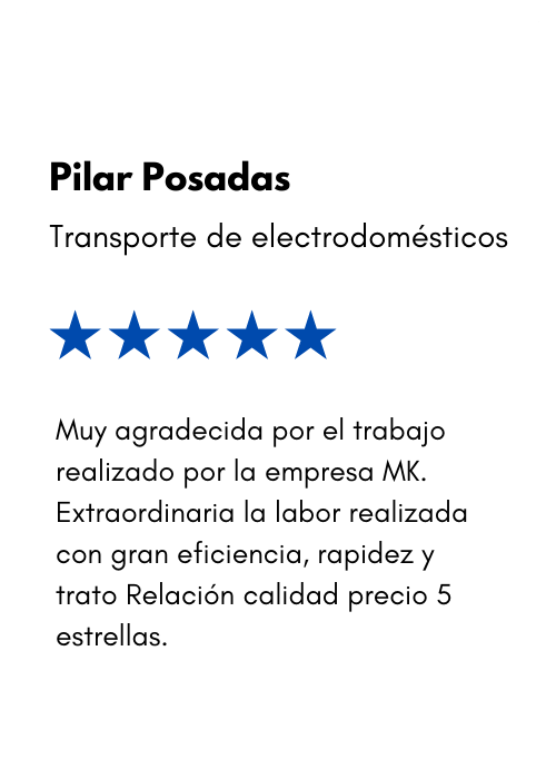 Reseña de transporte de electrodomésticos de mudanzas mk